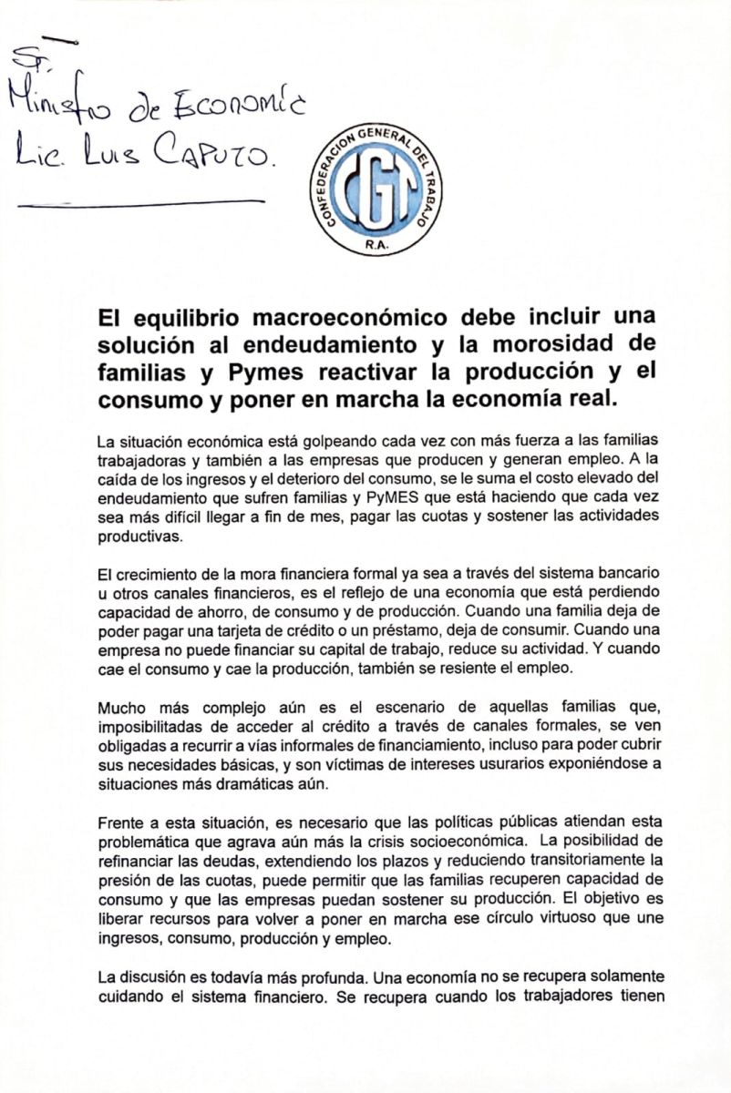 Nota de la CGT (página 1)